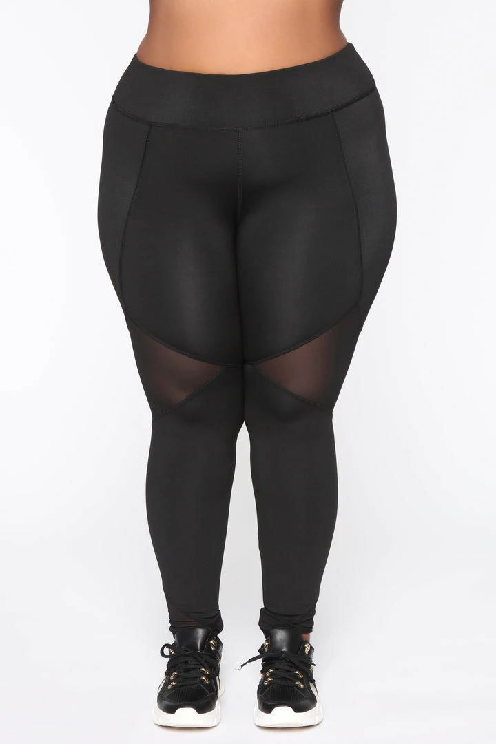 Fashion Nova Mesh It Up Active Leggings - Black