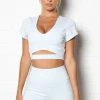 Fashion Nova A Winner Active Compression Crop Top - Ice Blue