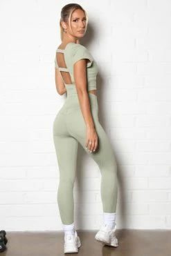 Fashion Nova A Winner Active Compression Crop Top - Herb Activewear Tops