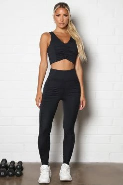 Fashion Nova Activewear Tops Victory Ruched Super Soft Active Tank - Black