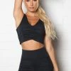 Fashion Nova Activewear Tops Victory Ruched Super Soft Active Tank - Black