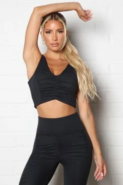 Fashion Nova Activewear Tops Victory Ruched Super Soft Active Tank - Black