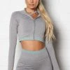 Fashion Nova Cross The Line Active Crop Jacket In Infinity Seamless - Grey/combo Activewear Tops