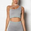 Fashion Nova Cross The Line Active Sports Bra In Infinity Seamless - Grey/combo Activewear Tops
