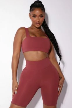 Fashion Nova Morph Gibbous Bra Top - Dusty Rose Activewear Tops