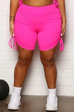 Fashion Nova Watch Out Scrunch Butt Biker Short In Power Flex - Fuchsia Activewear Bottoms