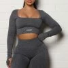 Fashion Nova Activewear Tops Vital Goddess Long Sleeve In Infinity Seamless - Black