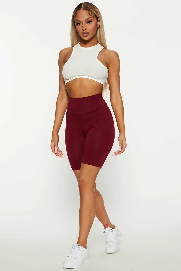 Fashion Nova Brooke Biker Shorts - Burgundy