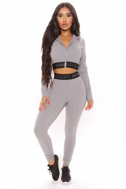 Fashion Nova No Excuses Active Crop Jacket In Sculpt Tech - Grey