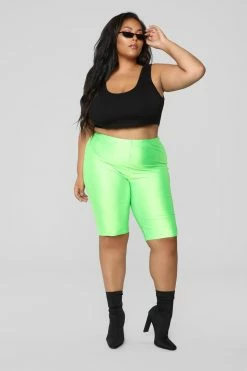 Fashion Nova Curves For Days Biker Shorts - Neon Green