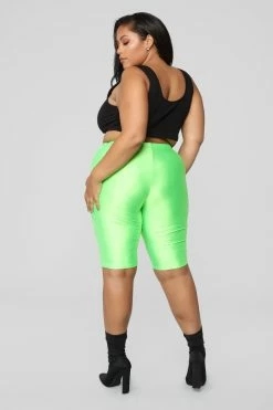 Fashion Nova Curves For Days Biker Shorts - Neon Green