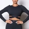 Fashion Nova Never Forget Ribbed Active Crop Top - Black Activewear Tops