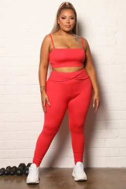 Fashion Nova Go For It Super Soft Sports Bra - Red