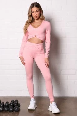 Fashion Nova Activewear Tops Go For It Super Soft Active Long Sleeve Crop Top - Peach