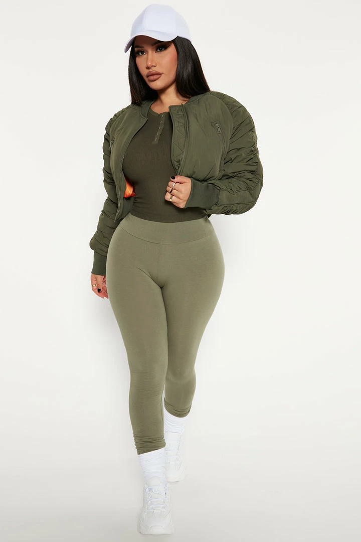 Fashion Nova Running Around High Rise Legging - Olive