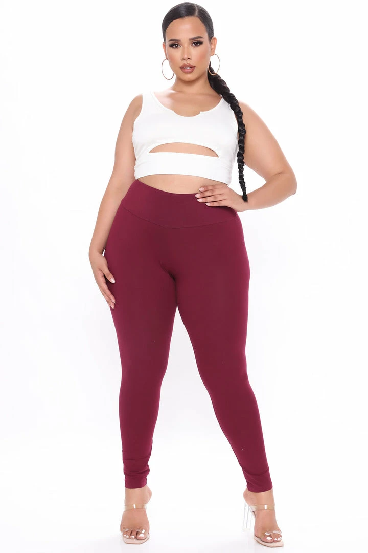 Fashion Nova Running Around High Rise Legging - Burgundy Leggings