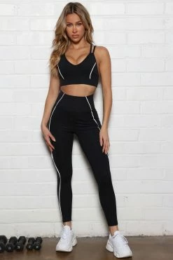 Fashion Nova Can't Be Beat Active Compression Sports Bra - Black Activewear Tops