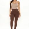 Fashion Nova Running Around High Rise Legging - Chocolate Leggings