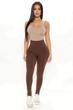 Fashion Nova Running Around High Rise Legging - Chocolate Leggings