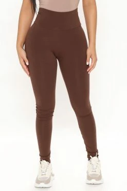 Fashion Nova Running Around High Rise Legging - Chocolate Leggings