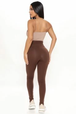 Fashion Nova Running Around High Rise Legging - Chocolate Leggings