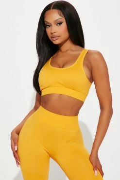 Fashion Nova Power Move Sports Bra - Mustard