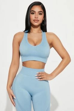 Fashion Nova Sports Bras Wellness Seamless Sports Bra - Blue