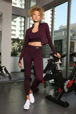 Fashion Nova Let's Fly Sports Bra In Sculpt Tech - Plum Activewear Tops