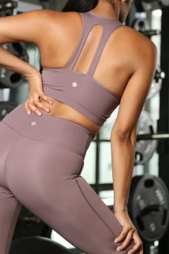 Fashion Nova Essential Active Sports Bra In Sculpt Tech - Mauve Activewear Tops