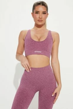 Fashion Nova Sports Bras Vital Goddess Sports Bra In Infinity Seamless - Plum