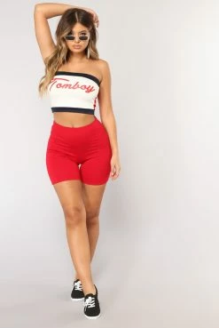 Fashion Nova Classic Mini Biker Shorts - Red