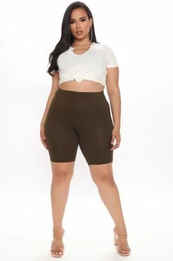 Fashion Nova Natalee Biker Shorts - Olive