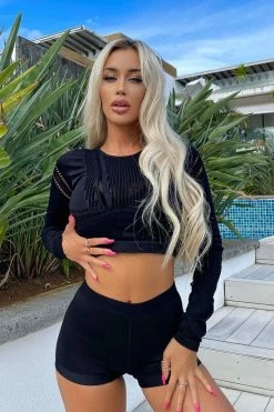 Fashion Nova Activewear Tops Block Me Active Top In Infinity Seamless - Black