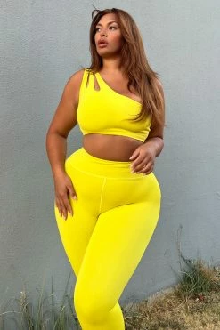 Fashion Nova Activewear Tops Dazzle Ostro Sports Bra - Electric Yellow