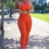 Fashion Nova Effortless SaiphRibbed Seamless Sports Bra - Orange