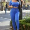 Fashion Nova Effortless Thereus Ribbed Seamless Top - Ultramarine Activewear Tops
