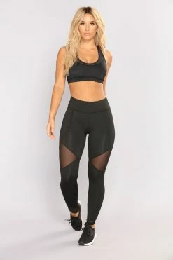 Fashion Nova Mesh It Up Active Leggings - Black