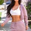 Fashion Nova Training Crop Full Zip Hoodie - Orchid